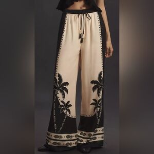 Farm Rio Wide Leg Pants.  Palm Print